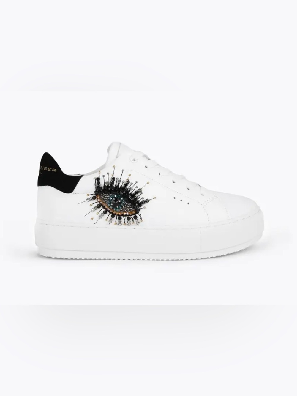 Kurt Geiger London Laney Eye Embellished Platform Low-Top Sneakers White Leather
